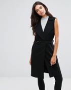 Unique 21 Sleeveless Crepe Trench - Black