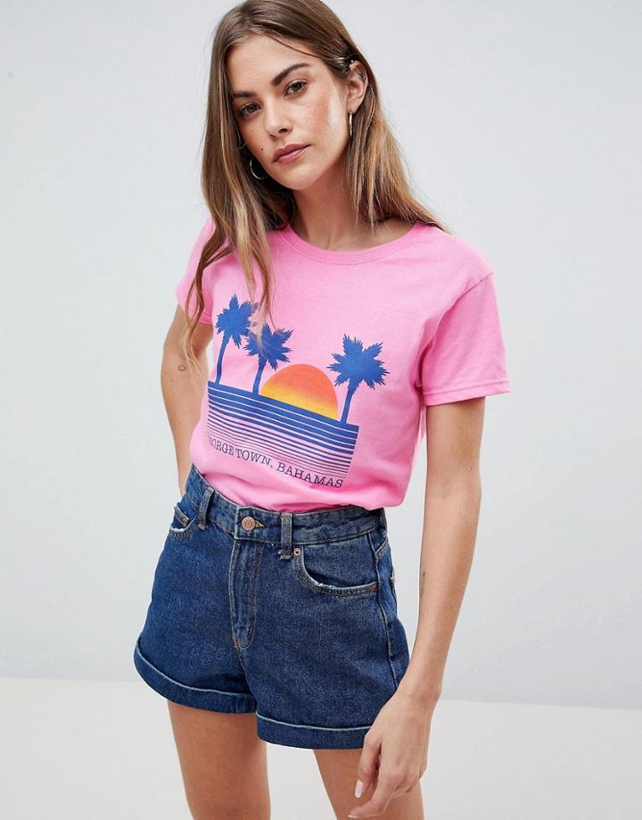 Heartbreak Sunset T Shirt - Pink