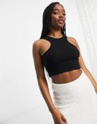 Lioness High Neck Crop Top In Black