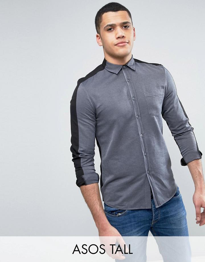 Asos Tall Regular Fit Shirt With Contrast Back - White