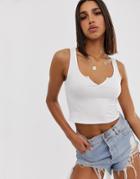 Asos Design Notch Front Crop Tank In White