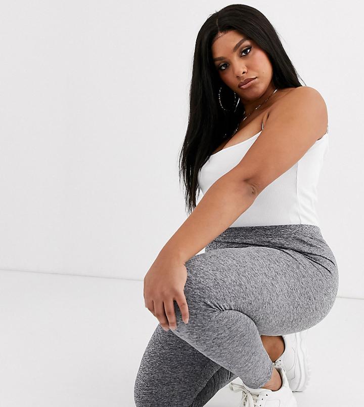 Asos Design Curve Legging In Gray Heather-grey