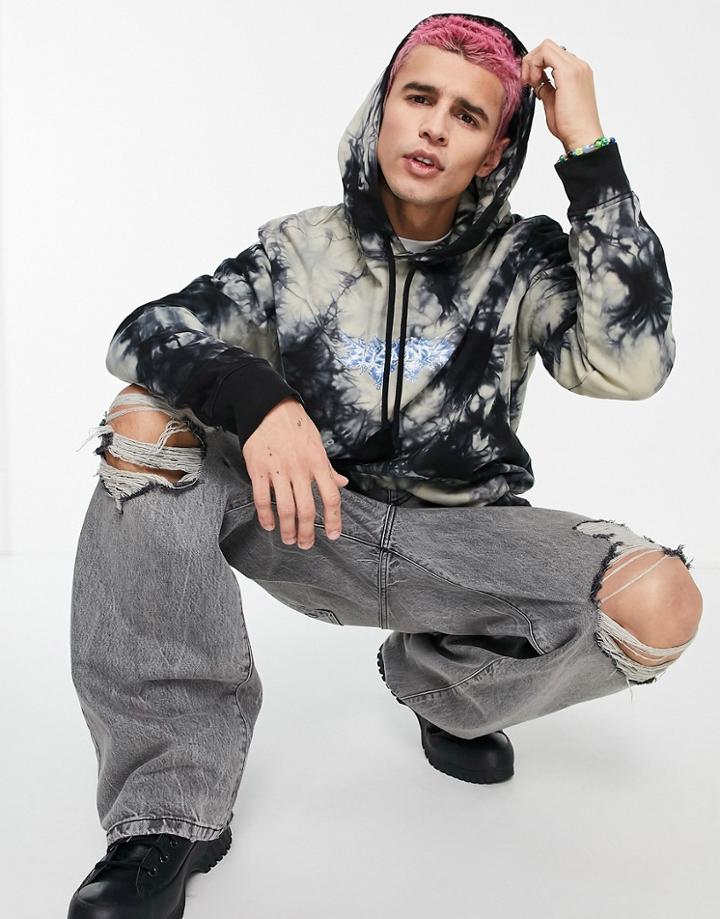 Allsaints Tempest Tiedye Overhead Hoodie In Black