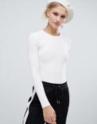 Monki Long Sleeve Soft Touch Jersey Top - White