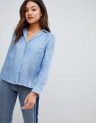 New Look Button Through Shirt In Jaquard - Blue