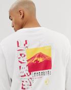 Asos Design Relaxed 3/4 Sleeve T-shirt With Back Graphic Print-white