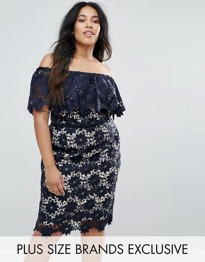 Coast Plus Patience Bardot Lace Dress - Navy