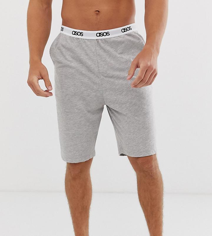 Asos Design Lounge Pyjama Shorts In Gray Neon Marl