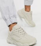 Asos Design Sneakers In Stone With Chunky Sole-neutral