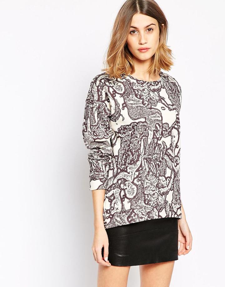 Selected Abstract Printed Sweatshirt - Cream