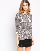 Selected Abstract Printed Sweatshirt - Cream