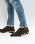Asos Lace Up Boots In Brown Suede With Contrast Sole - Brown