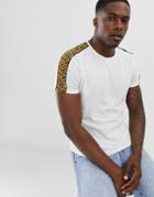 Brave Soul T-shirt With Tiger Animal Tapping-white