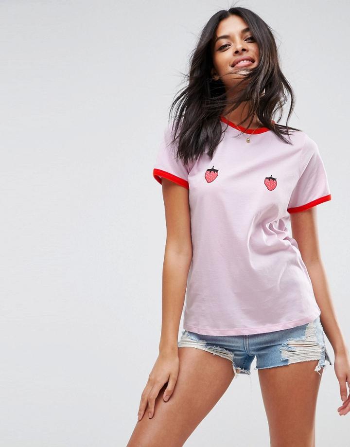 Asos T-shirt With Cute Bust Print - Pink