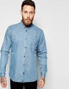 Dr Denim Mick Regular Denim Shirt Light Wash Blue - Light Wash Blue