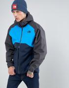 The North Face Stratos Waterproof Hooded Jacket In Tri Color Navy/gray - Navy