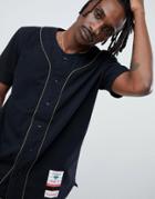 Diamond Supply Cadet Woven Baseball T-shirt In Black - Black