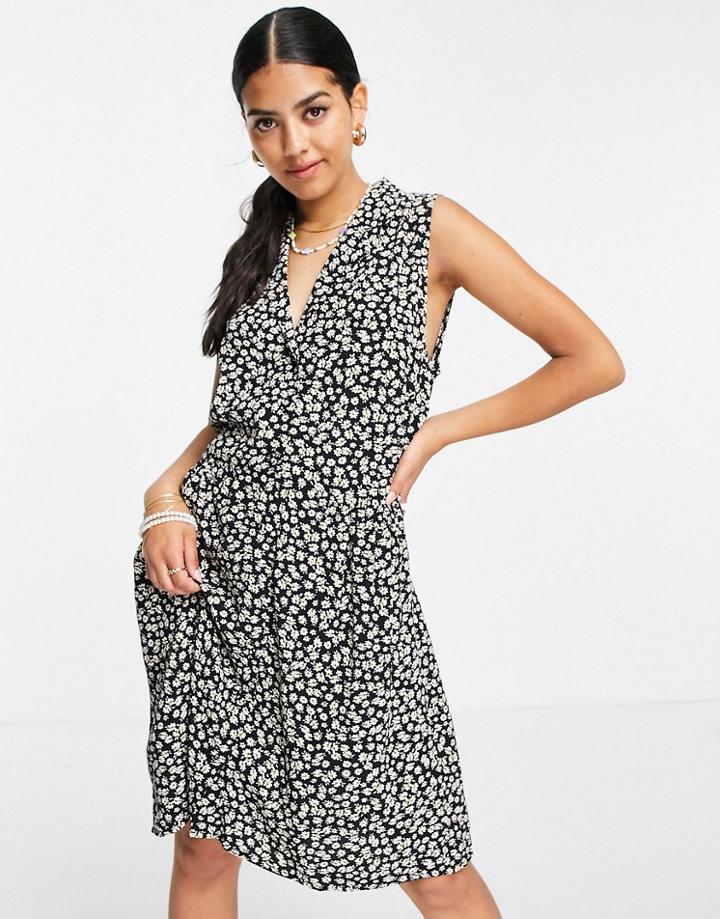 Nobody's Child Sleeveless Mini Dress In Black Ditsy Floral