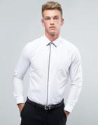 Burton Menswear Slim Smart Shirt With Tipping - White