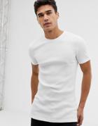 Asos Design Muscle Fit T-shirt With Crew Neck In Rib In White - White
