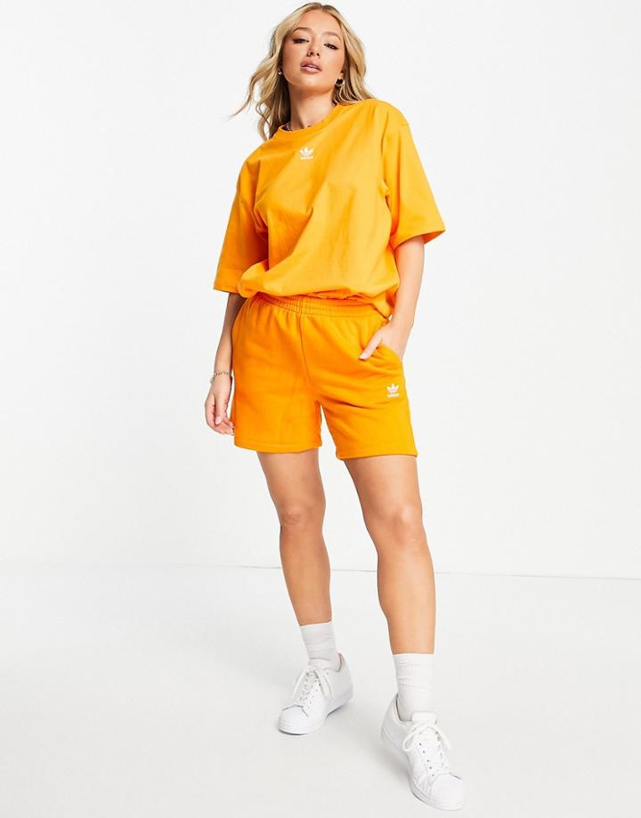 Adidas Originals Essentials Shorts With Logo In Orange