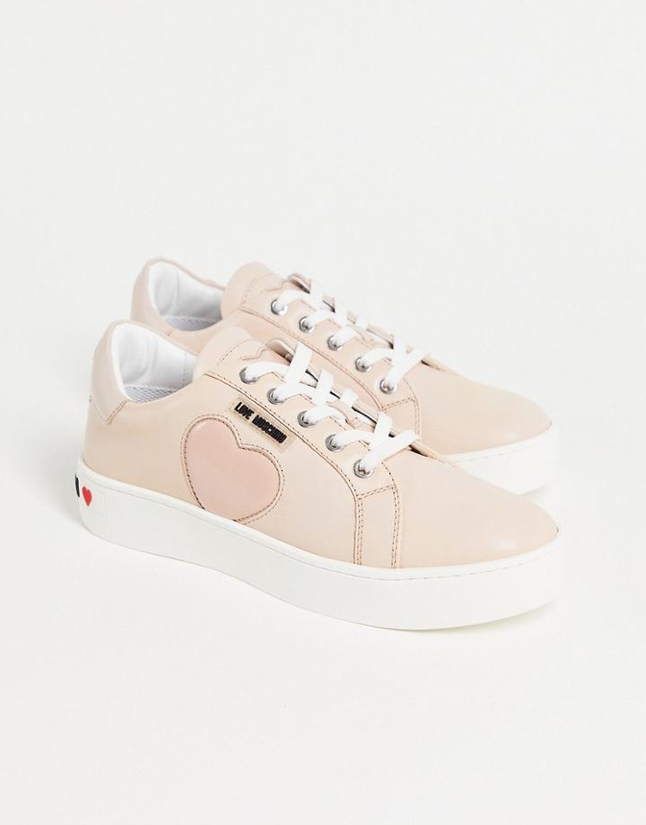 Love Moschino Heart Flatform Sneakers In Light Pink