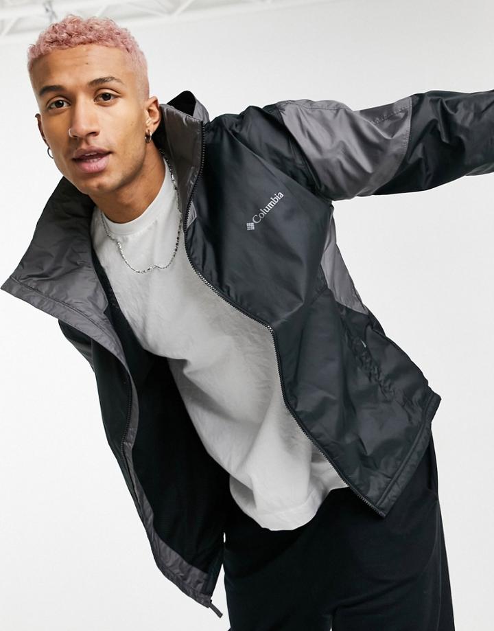 Columbia Point Park Lined Windbreaker Jacket In Black