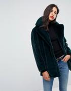 Vero Moda Oversized Faux Fur Coat - Green