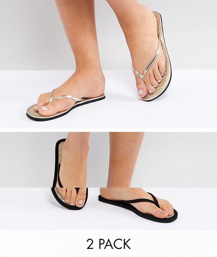 Vero Moda Twin Pack Flip Flop - Gold