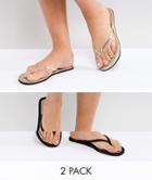 Vero Moda Twin Pack Flip Flop - Gold