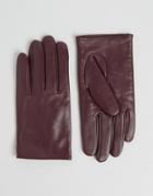 Asos Leather Plain Gloves - Red