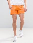 Asos Slim Shorter Chino Shorts In Bright Orange - Orange