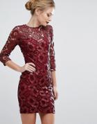 Little Mistress All Over Lace Mini Dress - Red