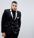 Asos Design Plus Skinny Tuxedo Suit Jacket In Black With White Tipping