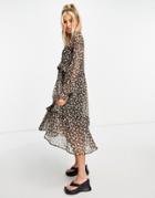 Violet Romance Tiered Midaxi Dress In Floral Print With Ruffle Detail-multi