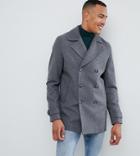 Asos Design Tall Wool Mix Peacoat In Light Gray - Gray