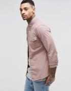Asos Skinny Military Shirt In Dusty Pink With Long Sleeves - Pink