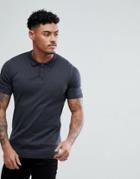 Asos Muscle Fit Knitted Polo Shirt In Charcoal - Gray