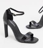 Glamorous Wide Fit Heeled Sandals With Set Back Heel In Black Croc