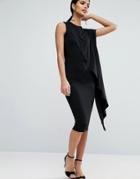 Asos Asymmetric Waterfall Layer Midi Dress - Black