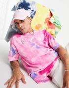 Nike Premium Essentials Loose Fit Tie-dye T-shirt In Pink/purple
