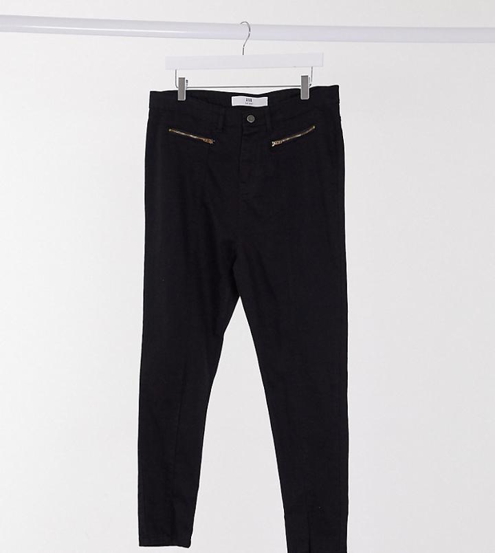 Yours Front Slit Skinny Jeans In Black