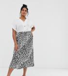 Asos Design Curve Mono Leopard Print Bias Maxi Skirt - Multi