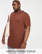 Asos Design Relaxed Brushed T-shirt In Brown