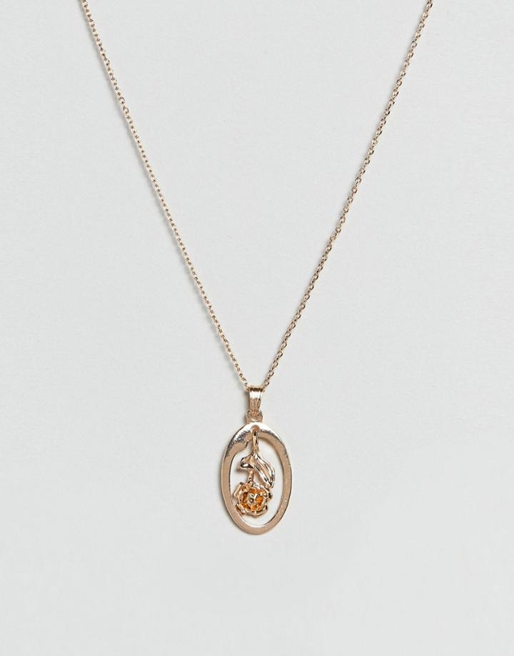 Asos Vintage Style Rose Pendant Necklace - Gold