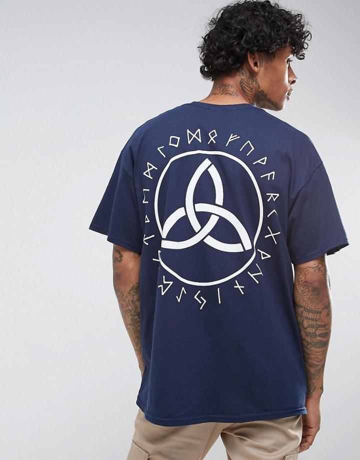 Hnr Ldn Back Print T-shirt In Oversized - Navy
