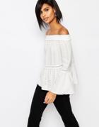 Vero Moda Broderie Bardot Top - White