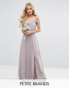 Tfnc Petite Wedding Cold Shoulder Embellished Maxi Dress - Gray