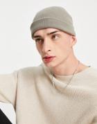 Asos Design Mini Fisherman Beanie In Light Gray-grey