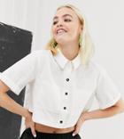 Reclaimed Vintage Inspired Shirt With Contrast Button Front-white